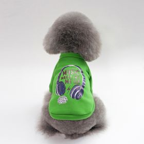 Dog Winter Pet Clothes Brushed Hoody (Option: Music Sweater Green-L)