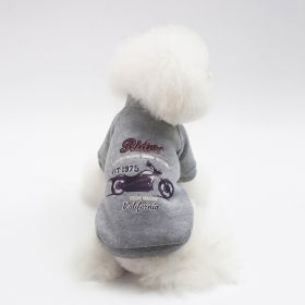 Dog Winter Pet Clothes Brushed Hoody (Option: Motorcycle Sweater Gray-XL)