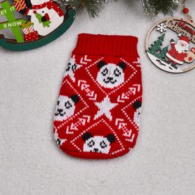 Autumn And Winter Puppy Thickened Pet Clothes Clothing (Option: Red Background Panda-28)