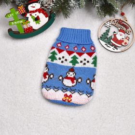 Autumn And Winter Puppy Thickened Pet Clothes Clothing (Option: Blue Snowman-18)