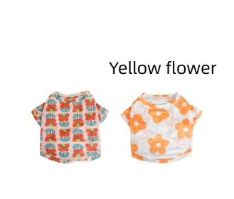 Summer Mesh Pet Sun Protection Clothing (Option: Yellow Floret-M)