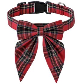 Pet Collar Bow Tie Christmas Dog (Option: Red Plaid-L)